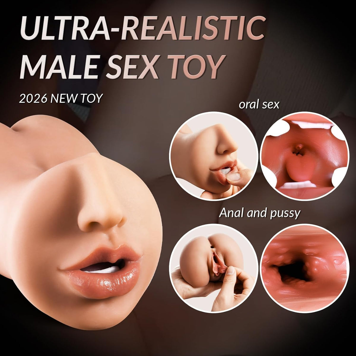 3 IN 1 Realistischer Masturbator Penis Trainer Stroker Blowjob Ausdauertraining