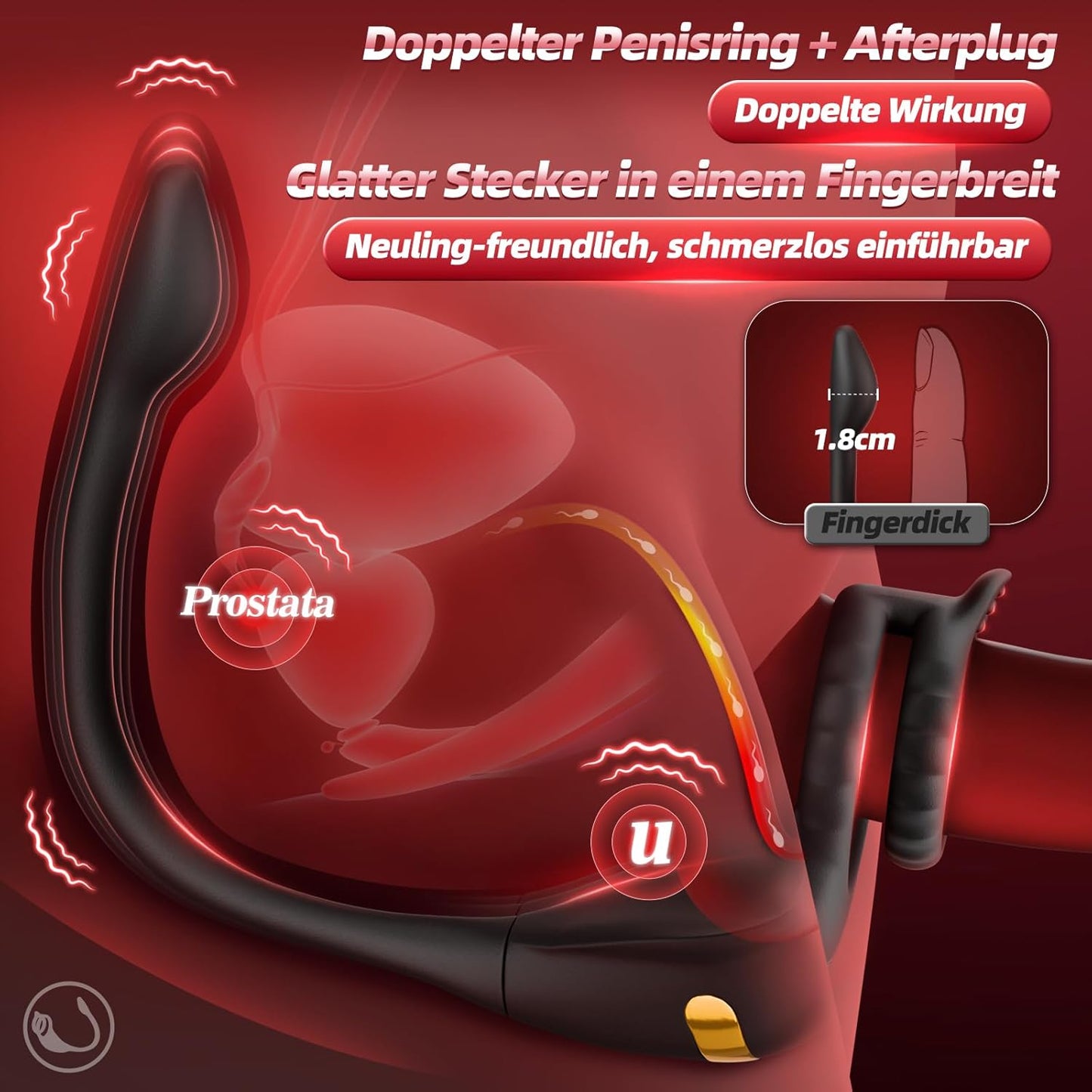 APP Steuerung Penisring Prostate Massager Anal Vibrator mit 10 Vibrationsmodi