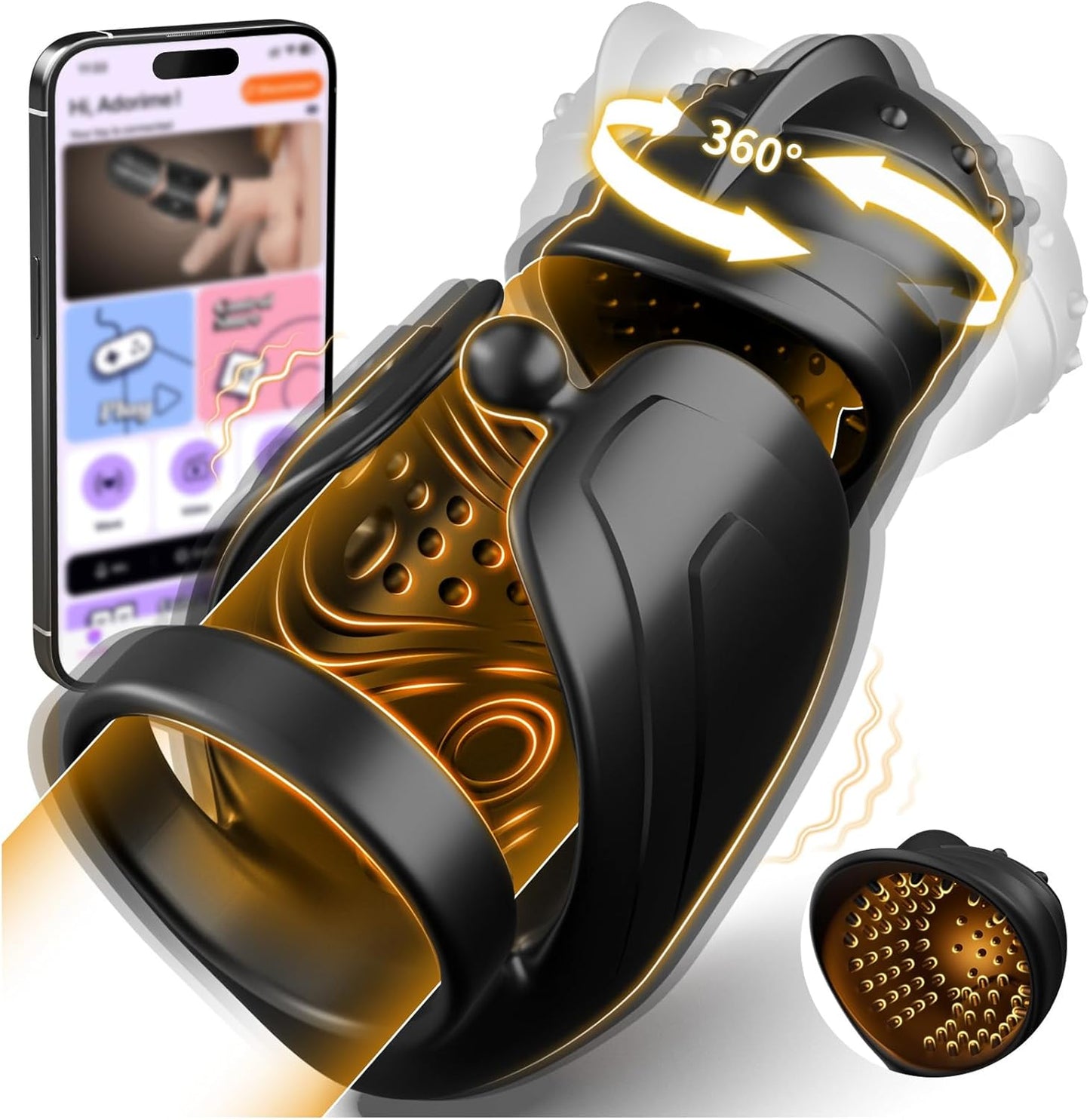 360° Umwickelter Penistrainer Vibrator Cockring mit 10 Schwing und 10 Vibrationsmodi