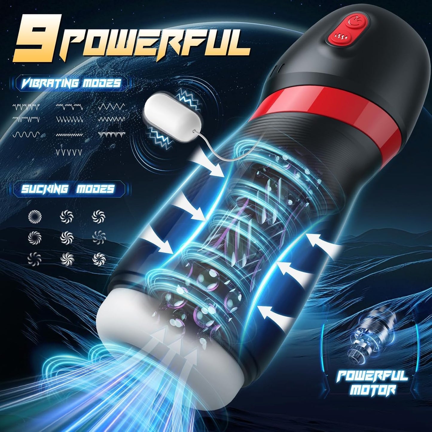 Automatischer Saug Masturbator Penispumpe mit 9 Saugstufen & 10 Vibrationsstufen