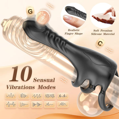 Finger Penis Trainer Vibrator Cockring Klitorisstimulator mit 3 Ringen & 9 Vibrationsmodi
