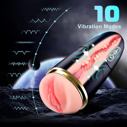 Automatischer Masturbator Penis Stroker Taschenmuschi mit 10 Vibrationsmodi