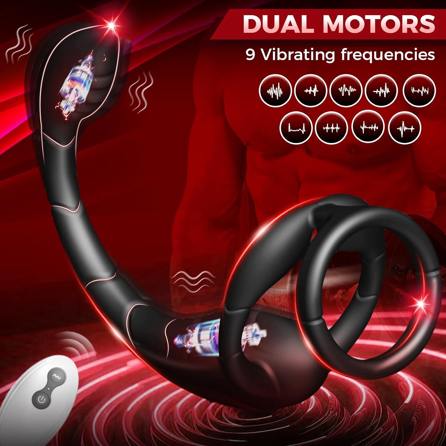3 IN 1 Penisring Prostatamassagegerät Analvibrator mit 9 Vibrationsmodi