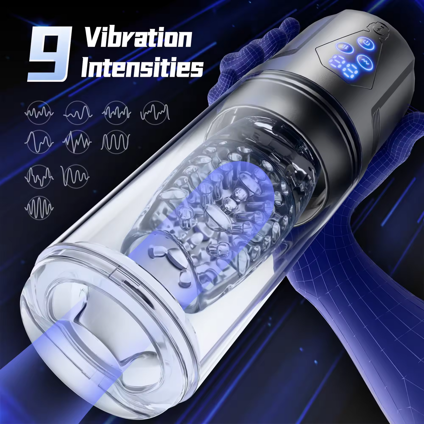 Automatischer Masturbator Penispumpe Blowjob mit 9 Stoßrotationen und 9 Vibrationen