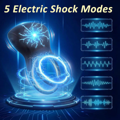 E-Stim Cock Ring Penis Trainer Stimulator mit 10 Vibrationsmodi und 5 Elektroschocks