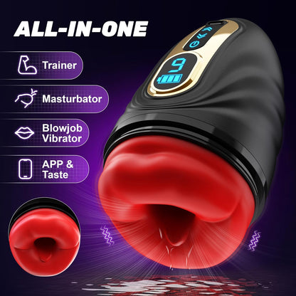 2 IN 1 Elektrischer Masturbieren Penistrainer Vibrator Stroker mit 9 Vibrationsmodi
