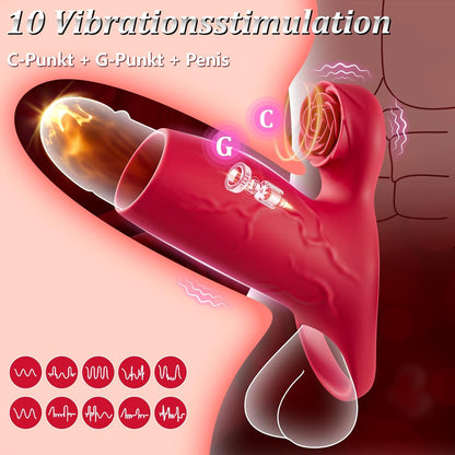 Halbbedeckte Penishülle Cock Ring Penisvergrößerung mit 10 Vibrationsmodi