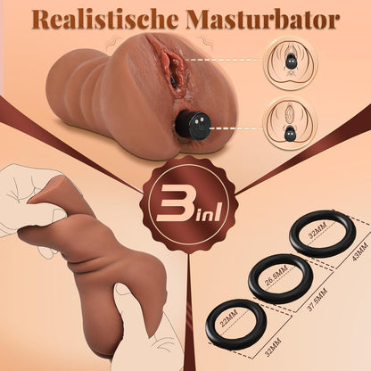Vibrierender Realistischer Masturbator Blowjob Pocket Pussy mit 10 Vibrationsmodi