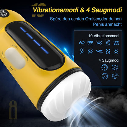 Elektrischer Mastubator Penisvibrator Blowjob mit 4 x 10 Intensitäten & Saugfunktion & Vibrationen