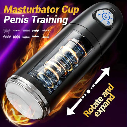 Automatisches App-basiertes Masturbationsgerät Penis Stroker mit Dreh und Teleskop