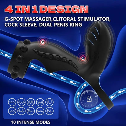4 IN 1 Penisring Extender Stimulator Massagegerät mit 10 Intensiven Vibrationsmodi