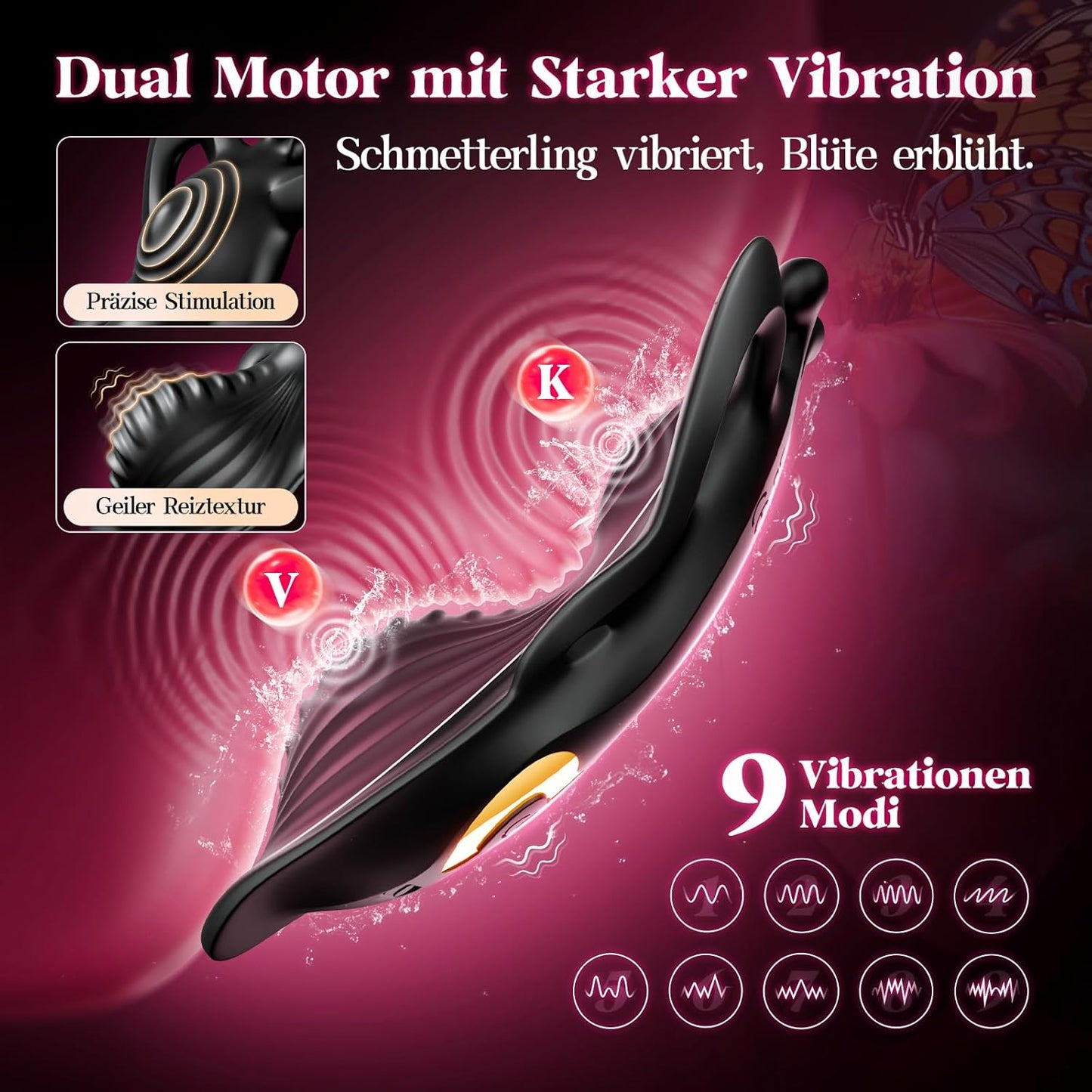 Butterfly Klitoris Vulva Vibrator mit 9 Vibrationen & APP Fernbedienung