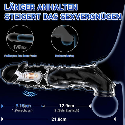 Transparenter Penishülle Penistrainer Cockringe mit 10 Vibrationsmodi