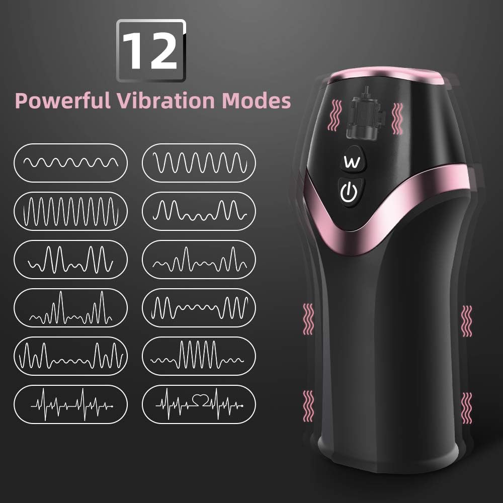 Eichelstimulator Penistrainer Vibrator mit 12 Vibrationsmodi & 6 Saug & Rotationsmodi