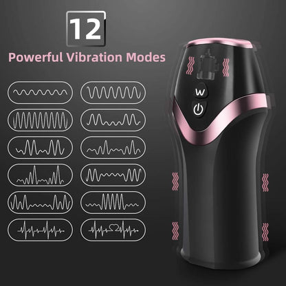 Eichelstimulator Penistrainer Vibrator mit 12 Vibrationsmodi & 6 Saug & Rotationsmodi