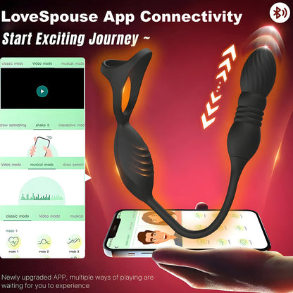 4 IN 1 Analvibrator Dildo Penisring Prostata Stimulator mit 9 Vibrationsmodi