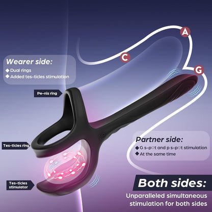 Hodenmassagegerät Penistrainer Vibrator Cockring Analspielzeug mit 2 Motoren & 10 Vibrationsmodi