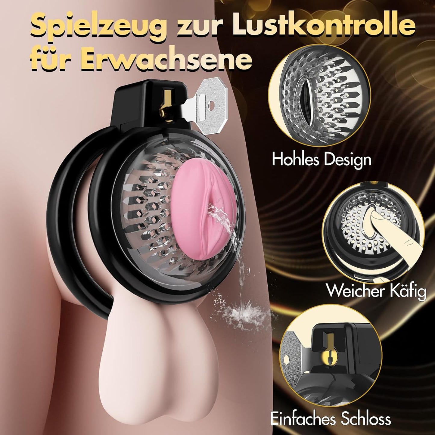 Chastity Cage Weicher Keuschheitskäfig Herren Größe Besser mit 6 Penisringen