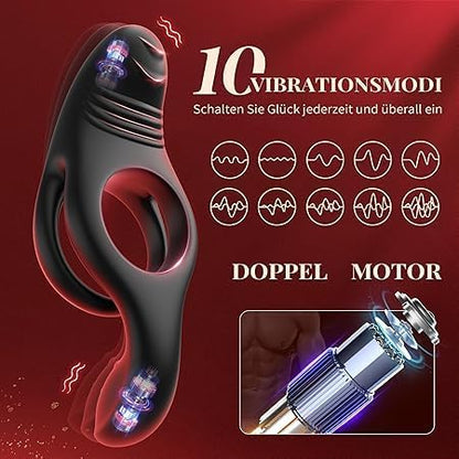 Dual Cockring Massagegerät Penistrainer Vibrator mit 10 Vibrationsmodi