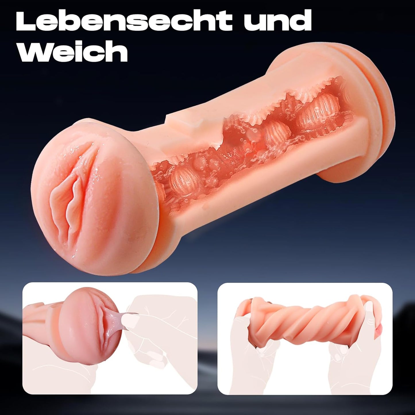 Elektrischer Masturbator Taschenmuschi Blowjob mit 9 Vibrationsmodi