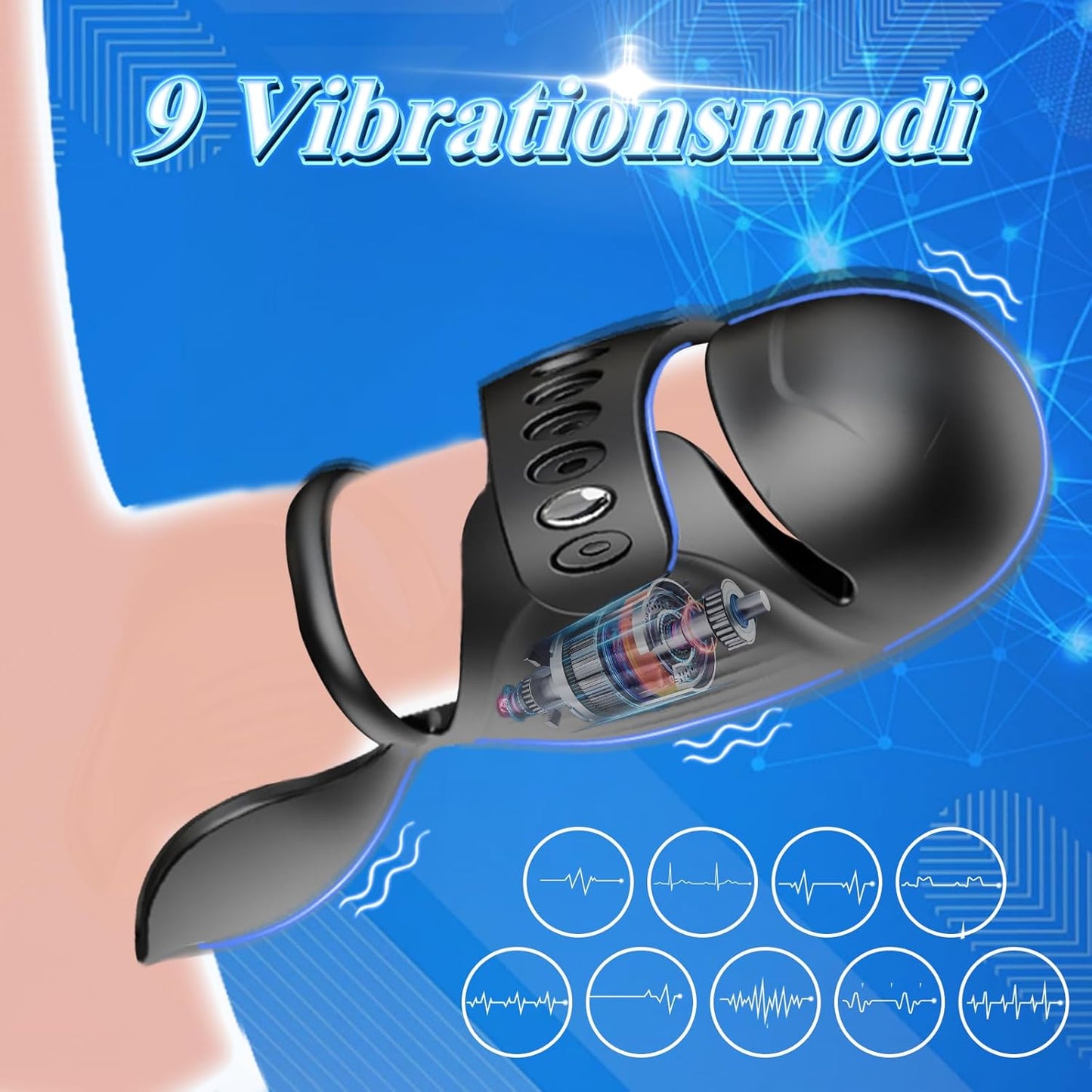 Elektrischer Masturbator Eichel Stimulator Penistrainer Vibrator mit 9 Modi