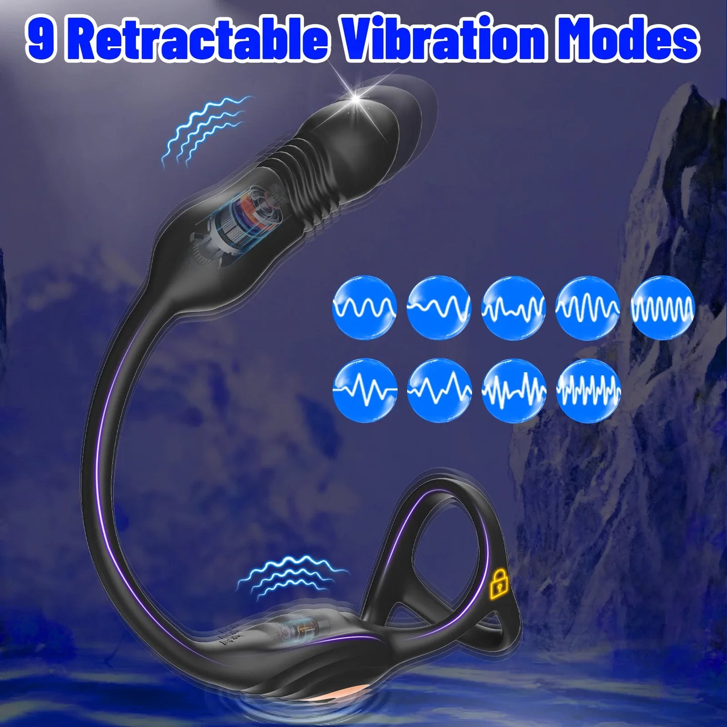 Thrusting Anal Vibrator Prostata Massager Cockring mit 9 Vibrationsmodi