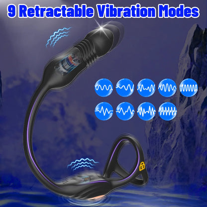 Thrusting Anal Vibrator Prostata Massager Cockring mit 9 Vibrationsmodi