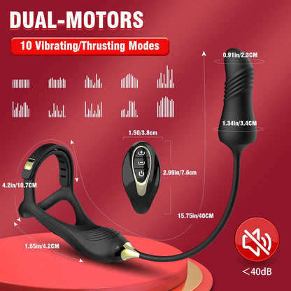 3 IN 1 Analvibratoren Penisring Prostata Stimulation mit 10 Teleskop-Vibrationsmodi