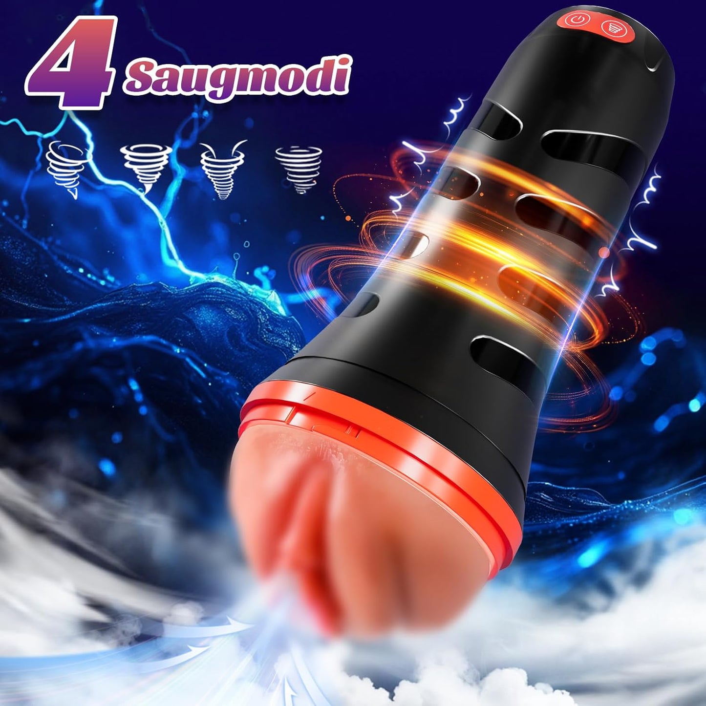 Elektrischer Masturbator Taschenmuschi Penistrainer mit 9 Vibrations & 4 Saugmodi