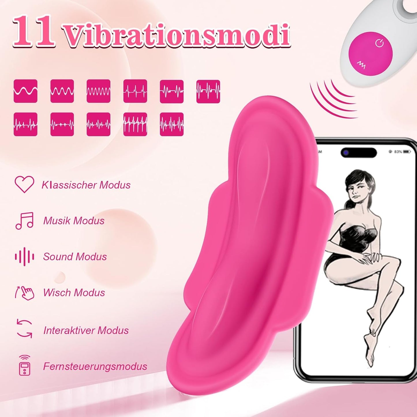 Tragbare Mini Vibrator Klitoris Stimulator mit 11+5 Vibrationsmodi