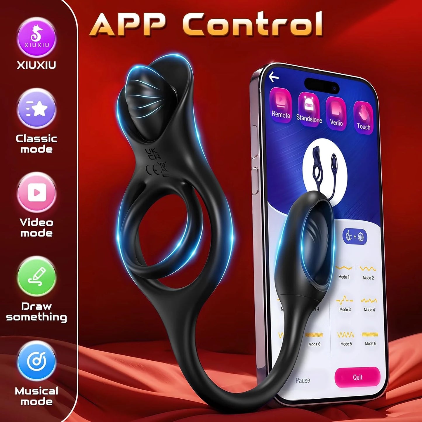 Drahtlose Steuerung Sperm Lock Ring Vibrierende Prostata-massagegerät mit 9 Vibrations