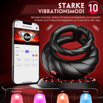 Dual Cockring Penistrainer Vibrator Masturbatoren mit 10 Vibrationsmodi