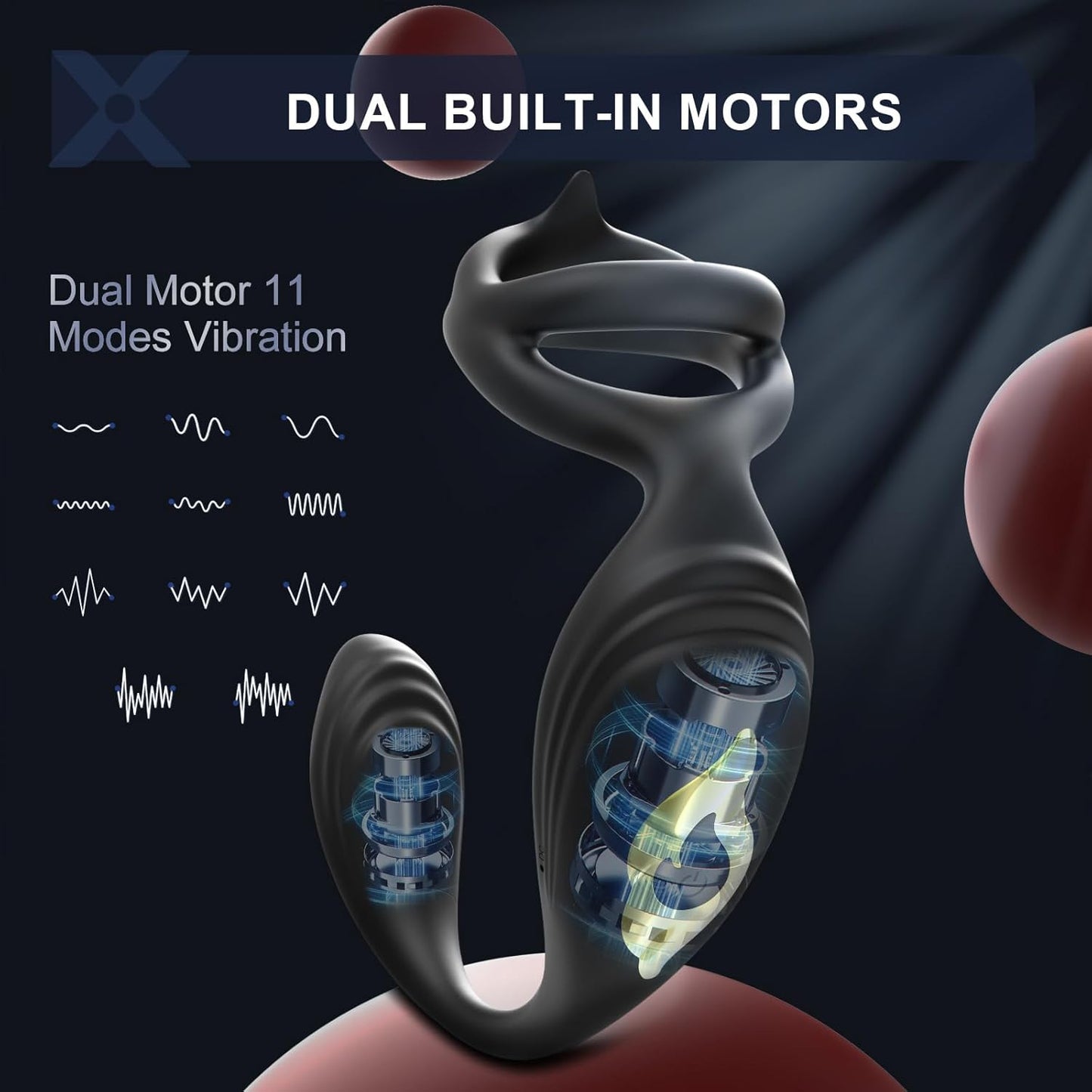 4 in 1 Penisring Prostata Analplug mit 7 Intensive Vibrationsmodi