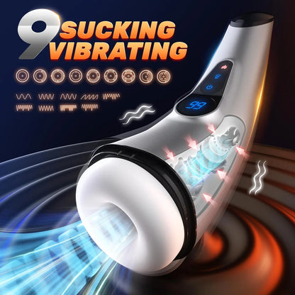 LCD-Display Automatischer Masturbator Penis-Stroker Blowjob mit 9 Saug & 9 Vibrationsfunktionen