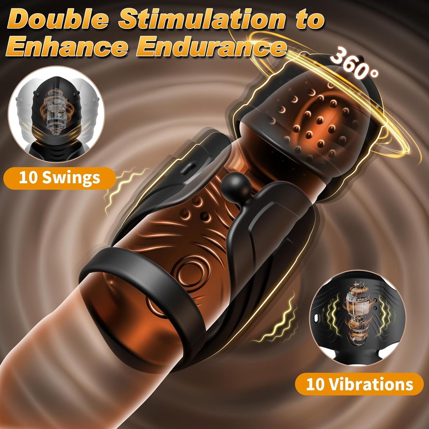 360° Umwickelter Penistrainer Vibrator Cockring mit 10 Schwing und 10 Vibrationsmodi