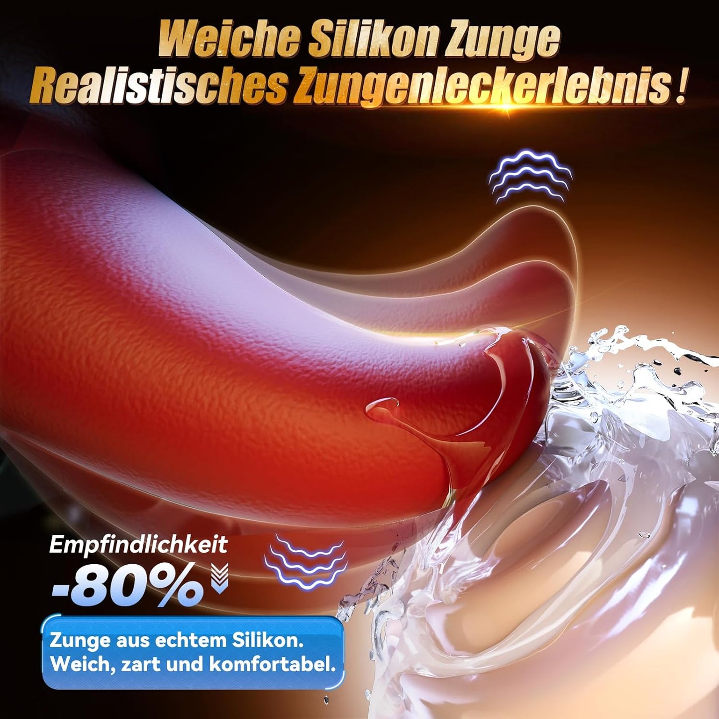 Blowjob Penis Vibrator Eicheltrainer mit 10 Pulsieren & 10 Zunge Lecken & 10 Vibrationsmodi