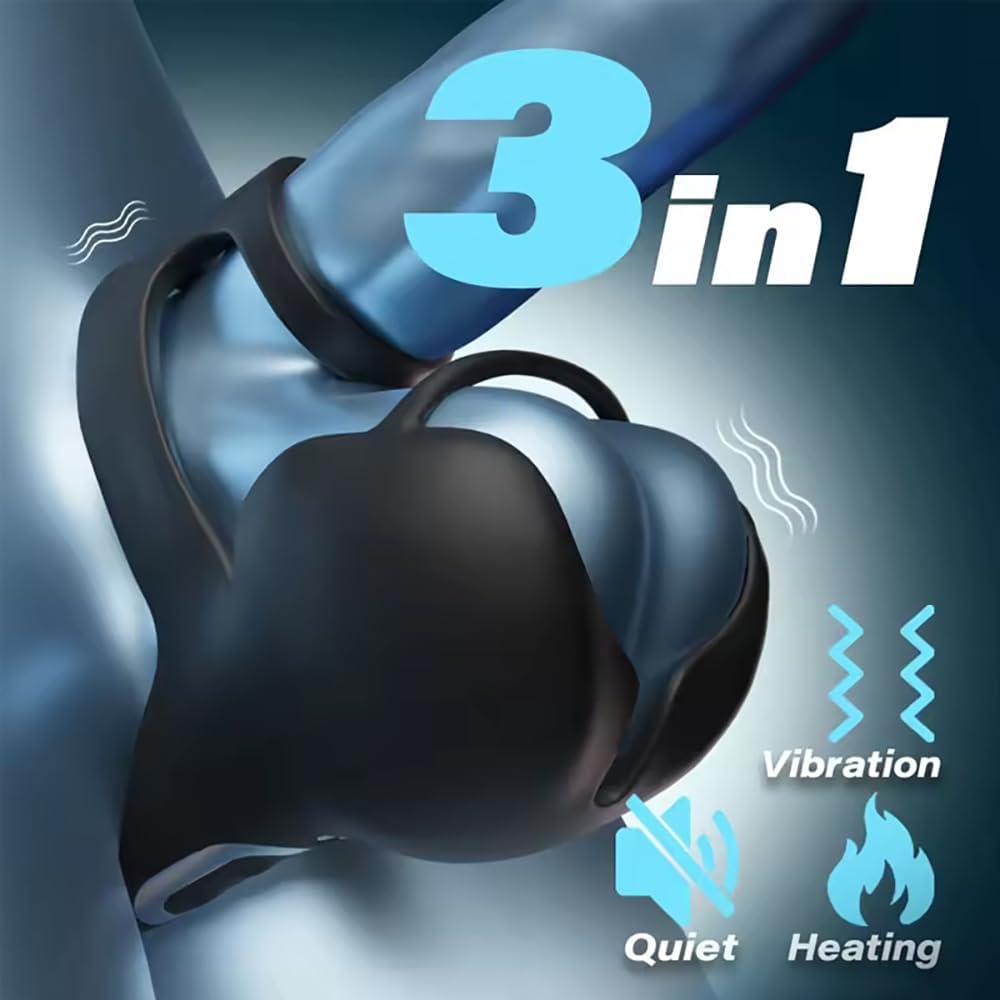 360° Hoden Vollabdeckungsstimulator Penistrainer Vibrator mit 9 Vibrations & Heizmodi