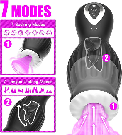 Automatische Masturbator Zungenvibrator Penis Maschine mit 7 * 7 Saugmodus