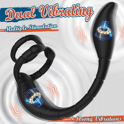 4 in 1 Penisring Analvibrator Prostata Stimulator mit 9 Vibrationsmodi