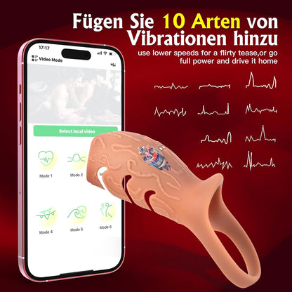Penisring Vibrator Penishülle Sex Toyset mit 10x Vibrations & App
