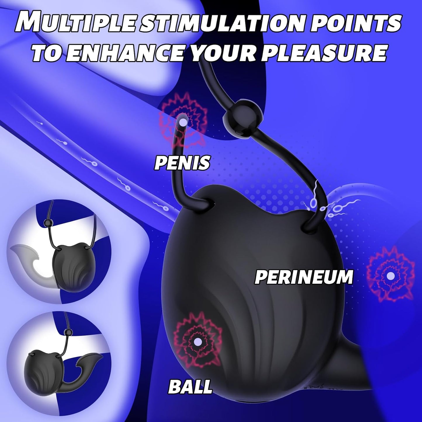 Eicheltrainer Vibrator Penisringe Hodenstimulator Masturbator mit 10 Vibrationsstufen