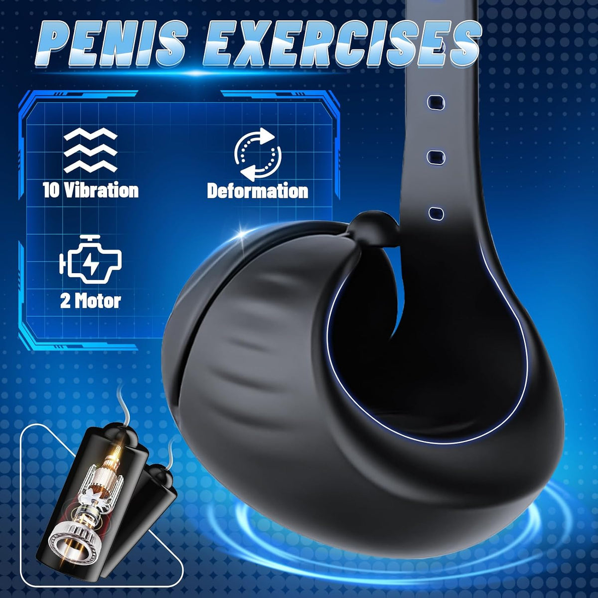 360° Umhüllung Automatische Penistrainer Eichelmassagegerät mit 10 Vibrationsmodi