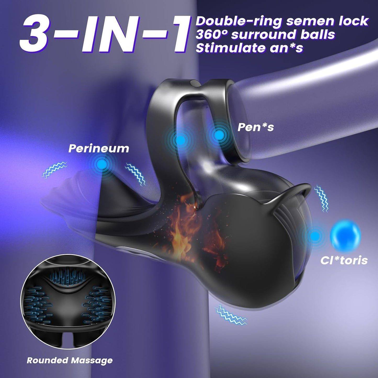 360° Hoden Vollabdeckungsstimulator Penistrainer Vibrator mit 9 Vibrations & Heizmodi
