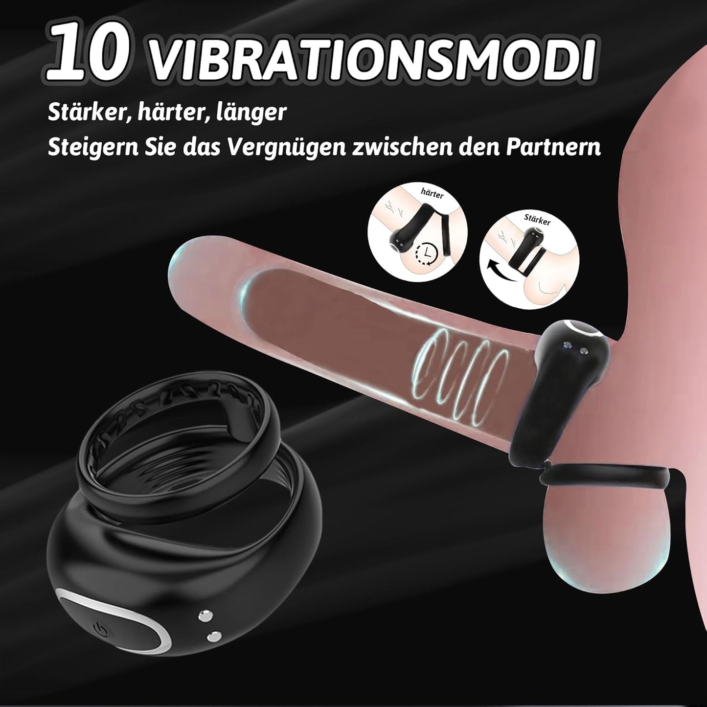 2 IN 1 Dubbele Cockring Penis Vibrator Stimulator mit 10 Vibrationsfrequenzen