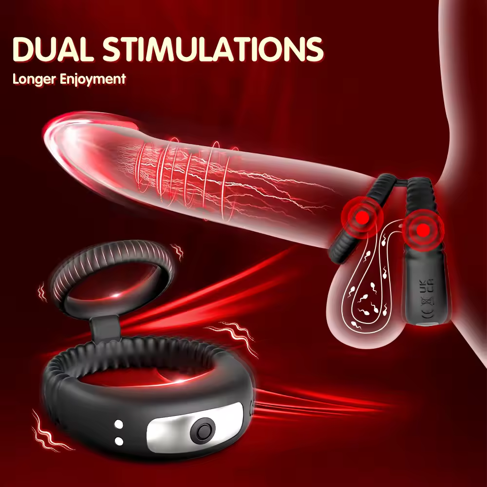 2 IN 1 Dubbele Cockring Penis Vibrator Stimulator mit 10 Vibrationsfrequenzen