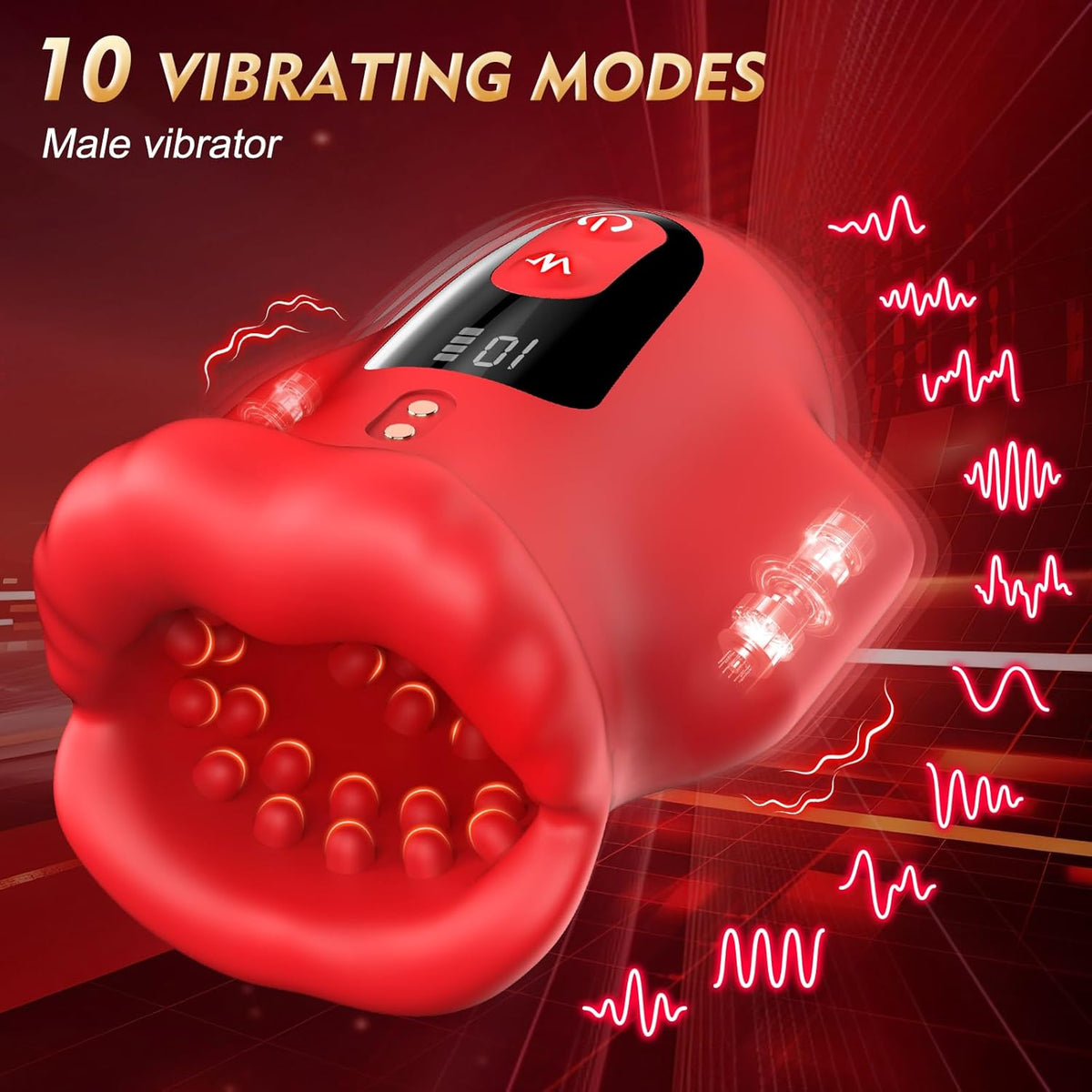Auto Penis Vibrator Pussy Stroker Eicheltrainer mit 10 Vibrationsmodi und 2 Motoren