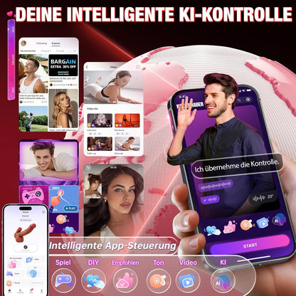 KI-interaktiven Dildo Penis Heizstäbe Vibrator mit 9 Vibrations & Stoßvibration