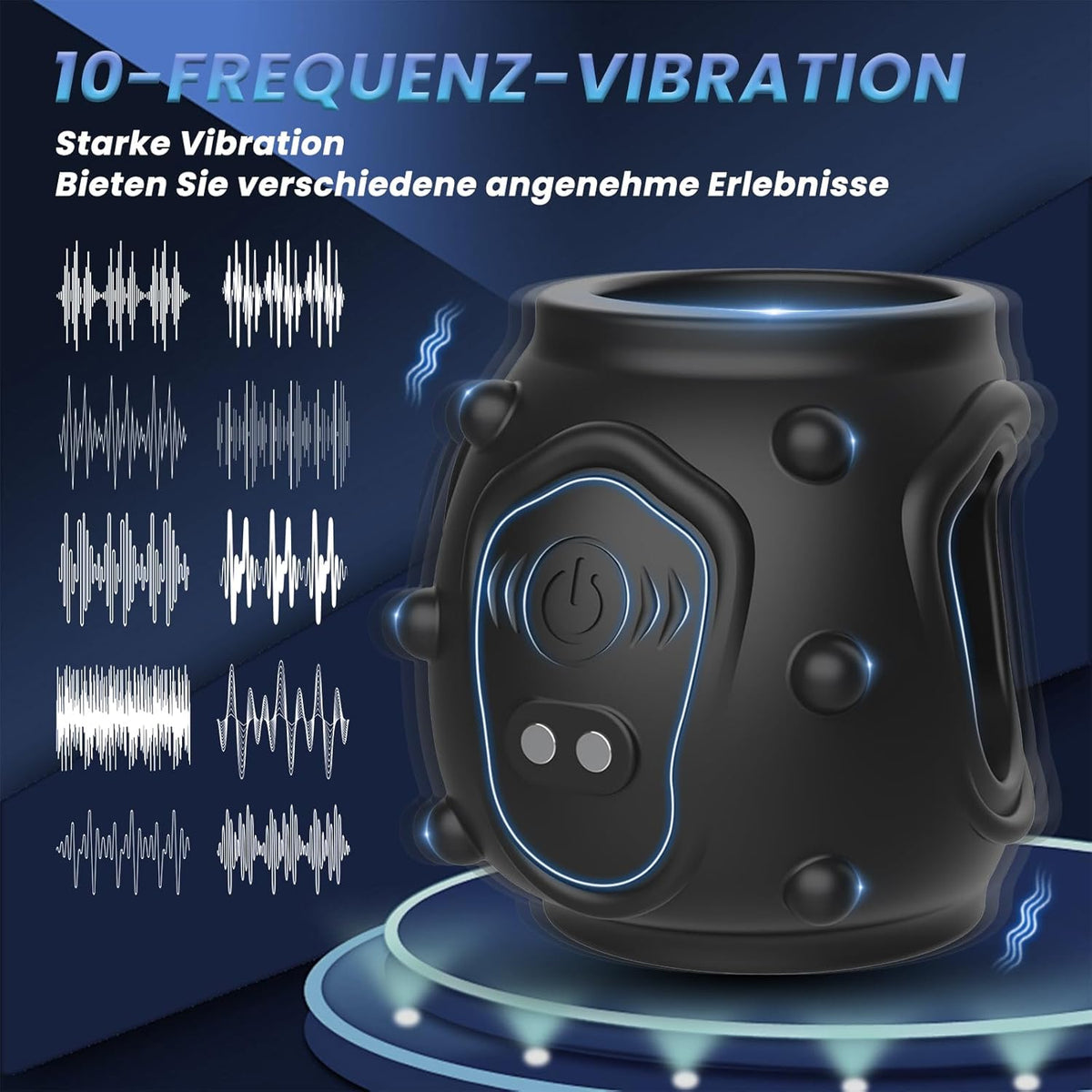 360° Rundum Penishülle Cock Ring Vibrator Glans Trainer with 10 Vibrationsmodi
