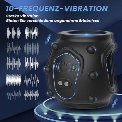 360° Rundum Penishülle Cock Ring Vibrator Glans Trainer with 10 Vibrationsmodi