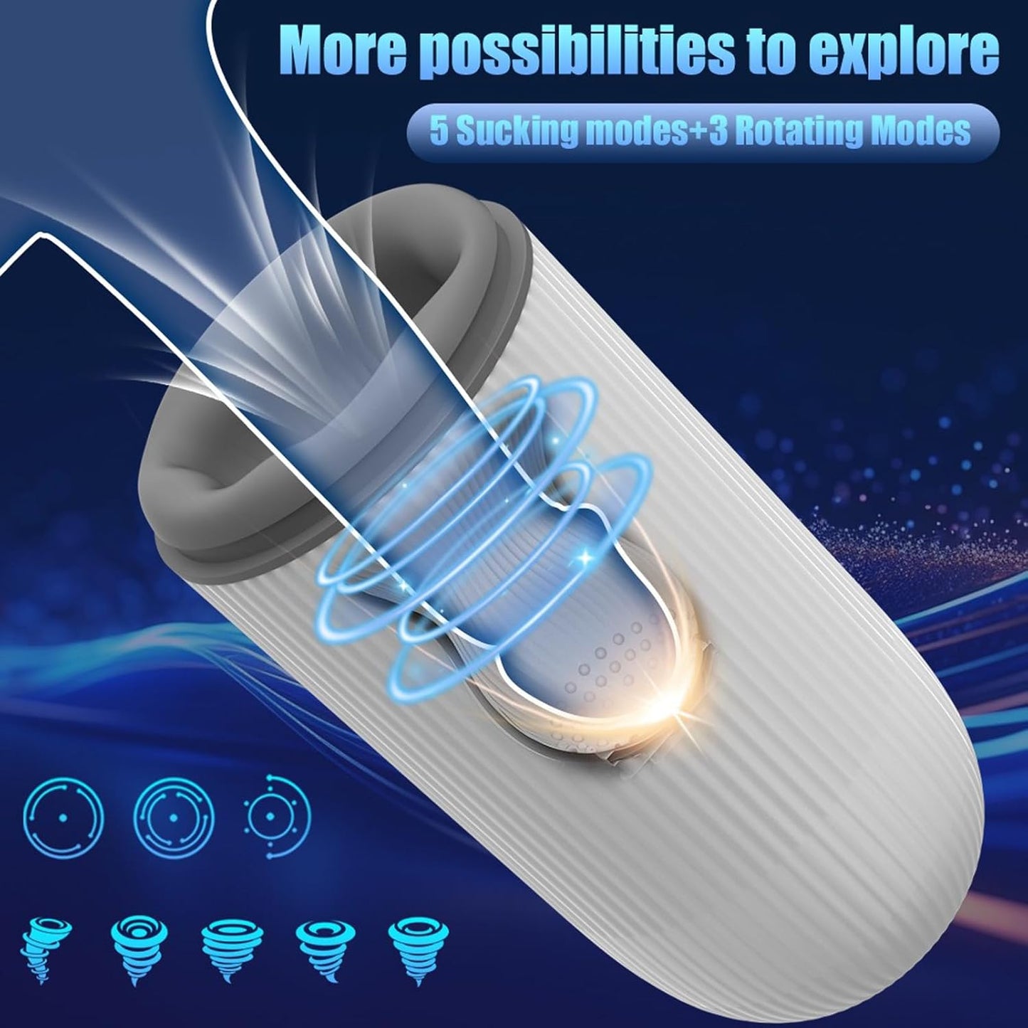 Elektrischer Masturbator Penistrainer mit 10 Vibrationsmodi &5 Saugmodi & 3 Rotationsmodi